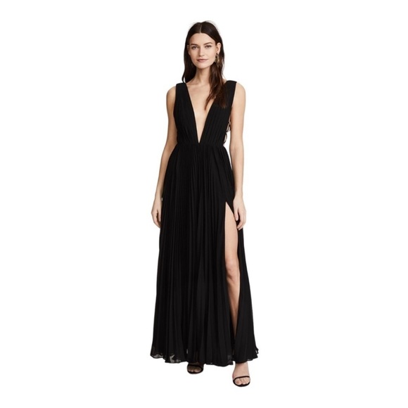 NWT FAME AND PARTNERS Black Allegra Side Cutout V Grecian Maxi Gown Size 10 - Picture 3 of 15